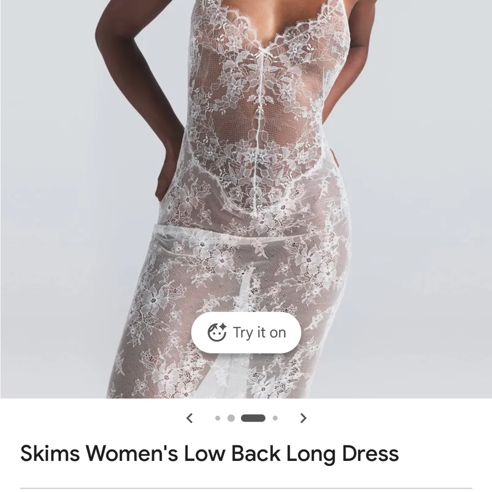 SKIMS White Lace Low-Back Maxi Dress - Picture 3 of 6